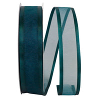 Teal Sheer Satin Edge Ribbon 1-1/2 Inch for Wreaths