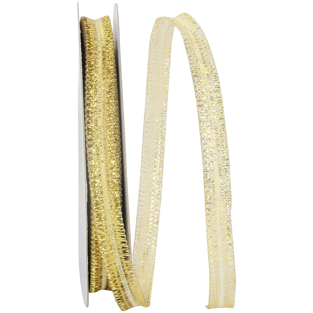 Gold 1/2 Inch Metallic Corsage Wired Edge Ribbon