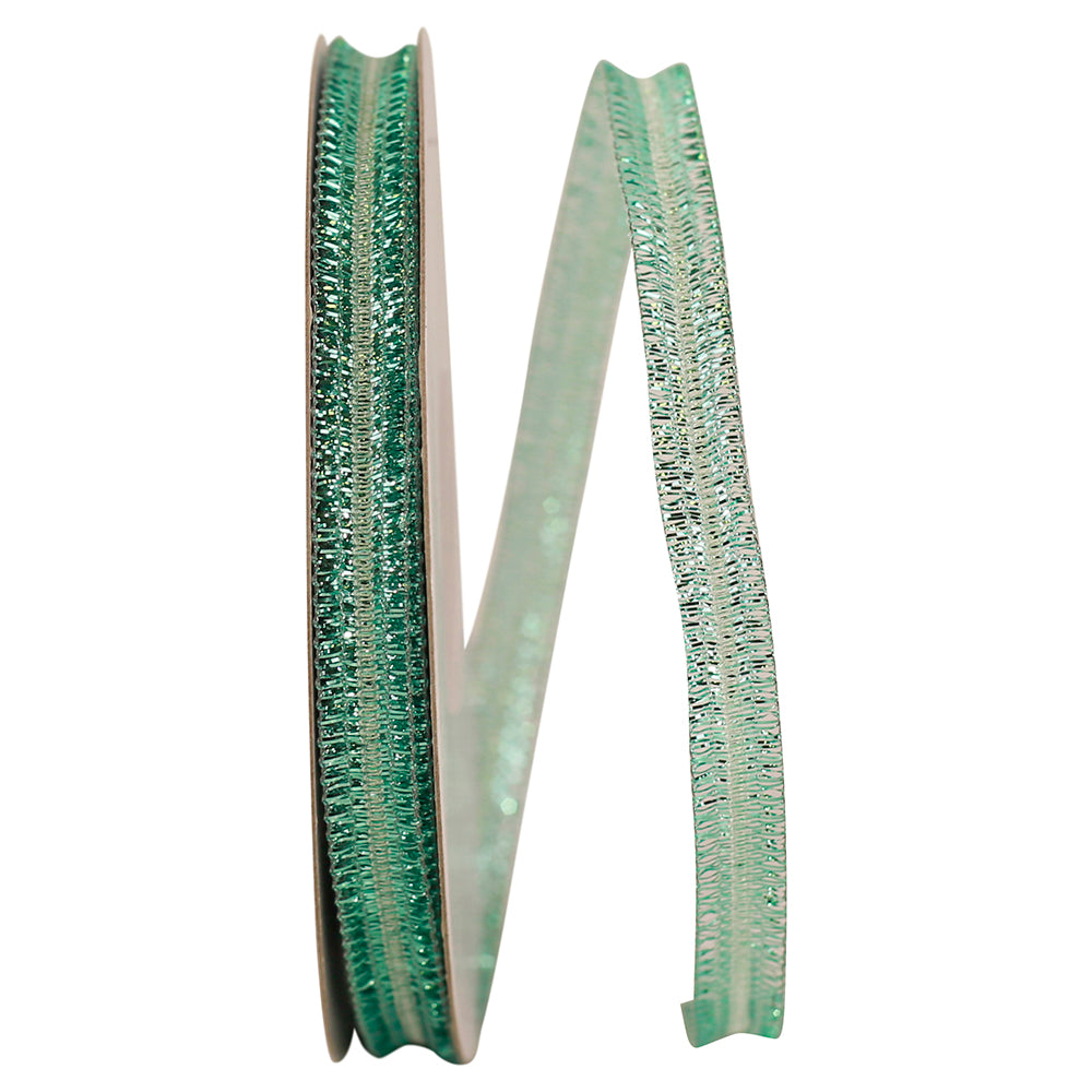 Turquoise 1/2 Inch Metallic Wired Edge Corsage Ribbon