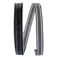 Black 5/8 Inch Metallic Stripe Mesh Wired Edge Ribbon