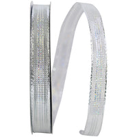 Silver 5/8 Inch Metallic Corsage Ribbon for Wreaths and Bows
