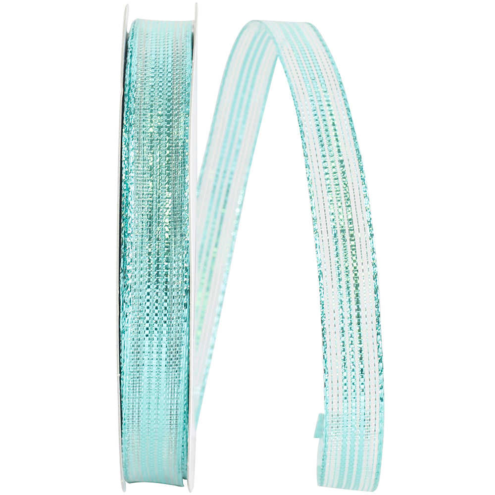 Aqua 5/8 Inch Metallic Mesh Corsage Ribbon for Wreaths