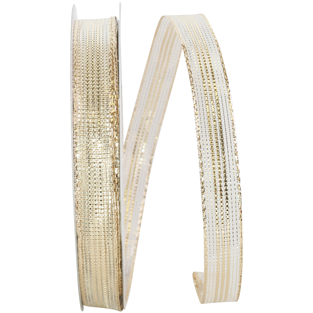 Champagne 5/8 Inch Metallic Mesh Ribbon for Wreaths and Bows