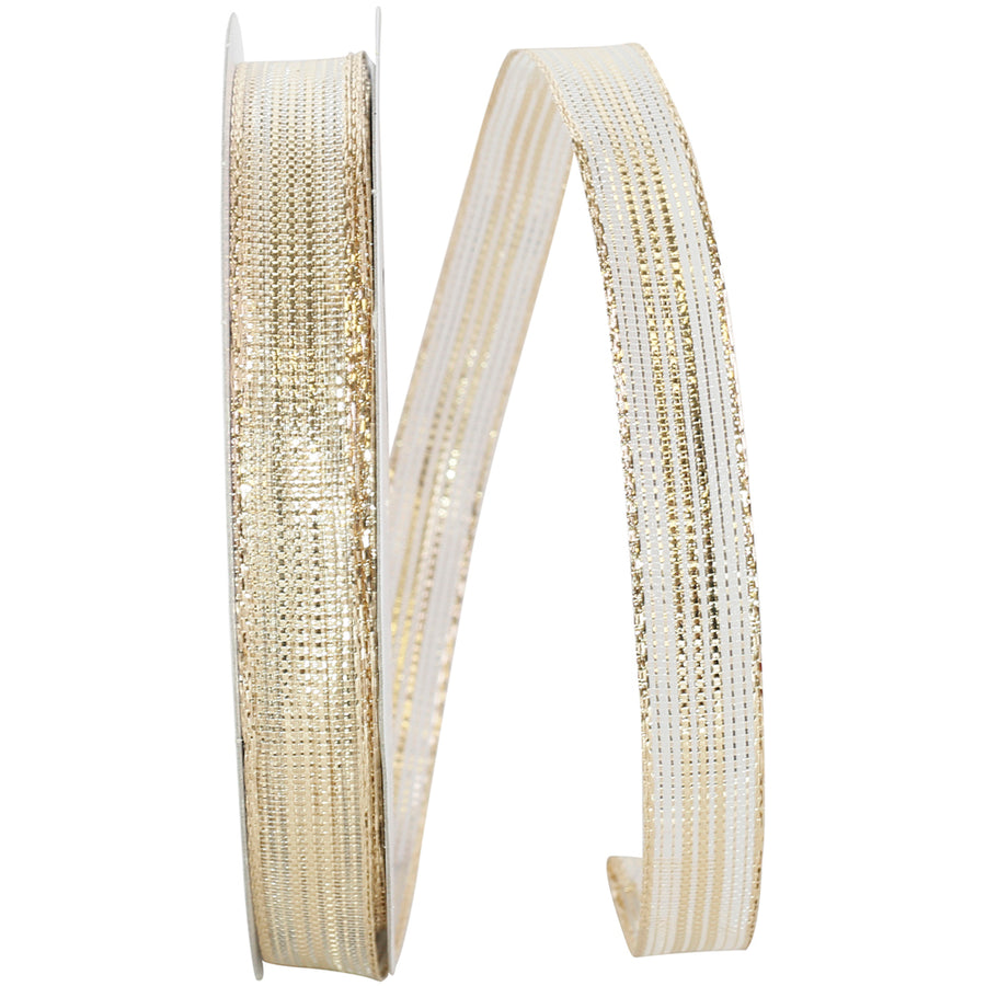 Champagne 5/8 Inch Metallic Mesh Ribbon for Wreaths and Bows