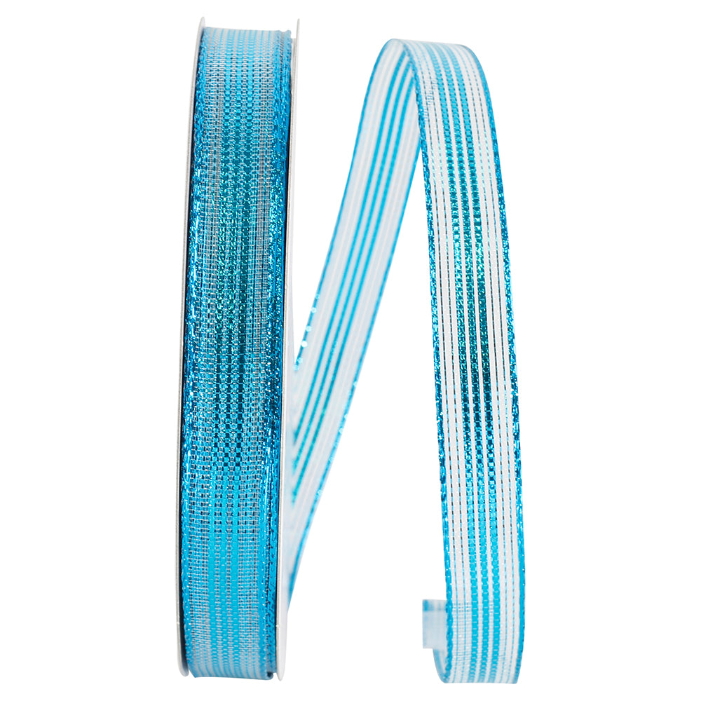 Turquoise 5/8 Inch Metallic Wired Edge Ribbon for Bows