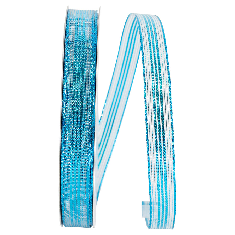 Turquoise 5/8 Inch Metallic Wired Edge Ribbon for Bows