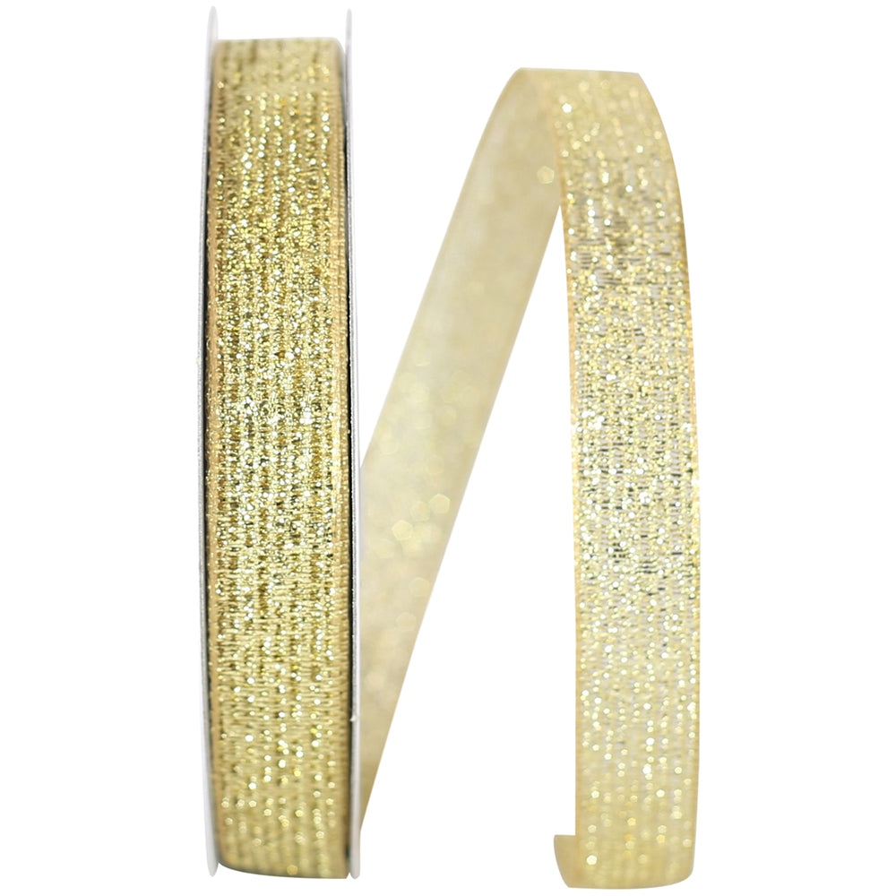 Gold Metallic Wired Edge Ribbon 5/8 Inch for Wreaths