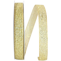 Gold Metallic Wired Edge Ribbon 5/8 Inch for Wreaths