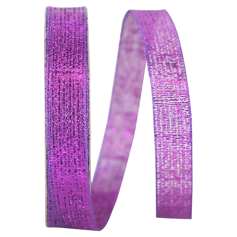 Purple Metallic Wired Edge Ribbon 5/8 Inch for Wreaths
