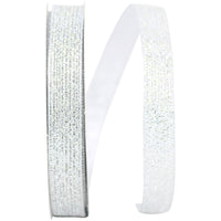 Silver Metallic Wired Edge Ribbon 5/8 Inch for Wreaths