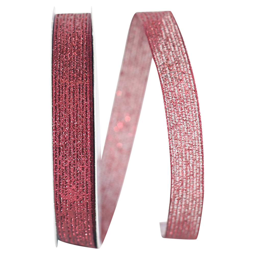 Burgundy Metallic Wired Edge Ribbon 5/8 Inch for Bows