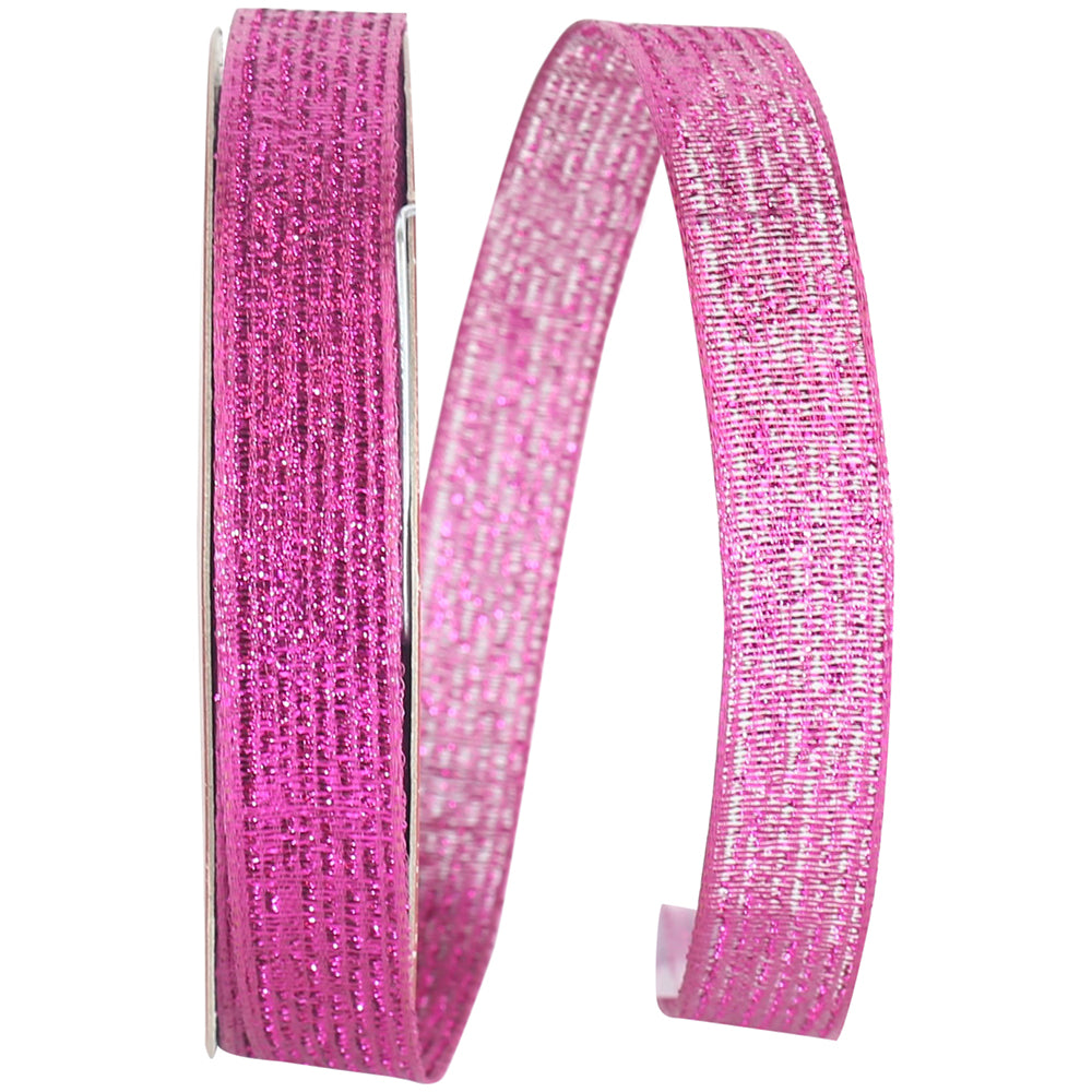 Fuchsia Metallic Wired Edge Ribbon 5/8 Inch for Bows