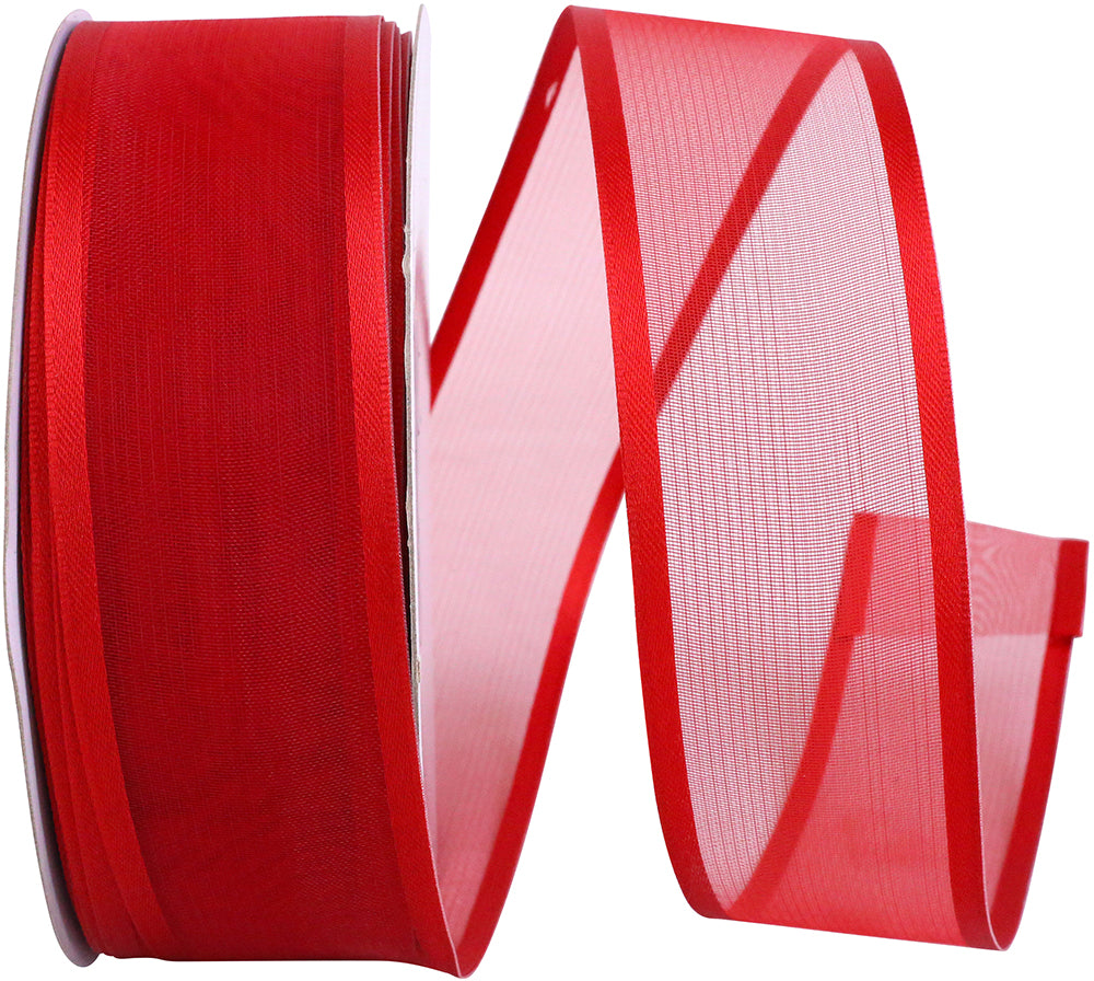 Lipstick 1-1 2 Inch Charlize Sheer Satin Wired Edge Ribbon for Wreaths & Bows