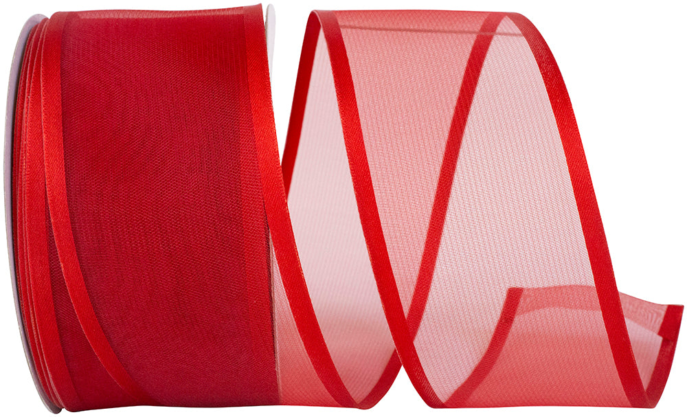Lipstick 2-1 2 Inch Charlize Sheer Satin Wired Edge Ribbon for Wreaths & Bows