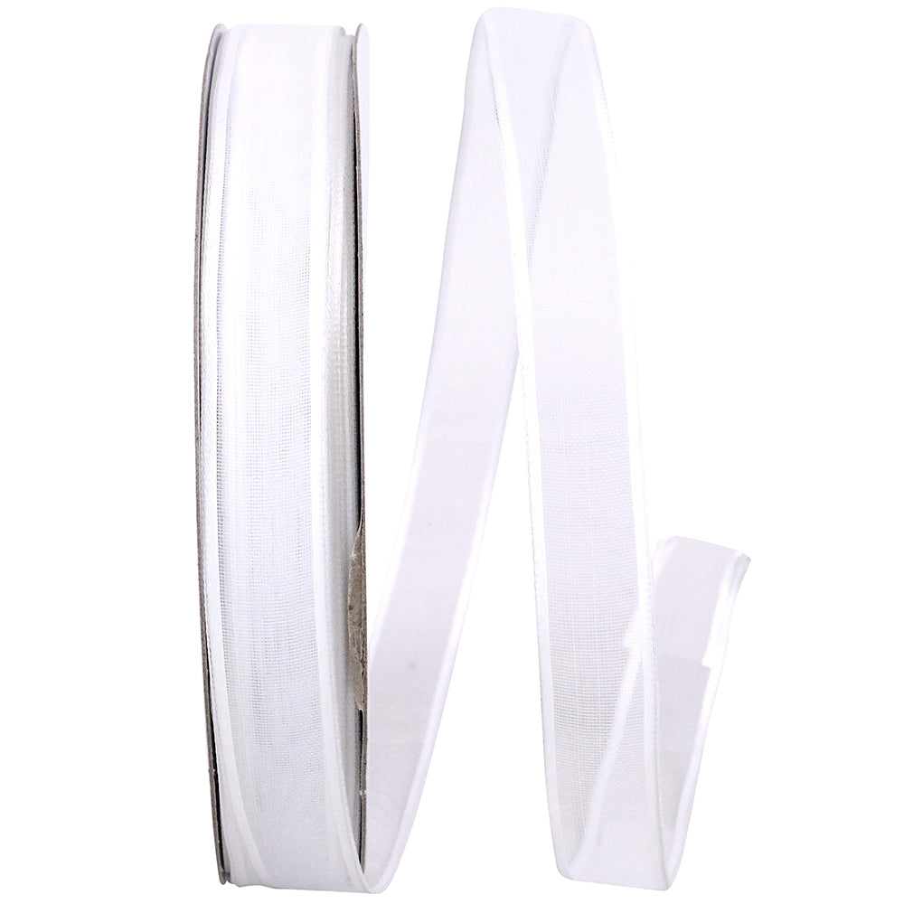 White 5 8 Inch Charlize Sheer Satin Wired Edge Ribbon for Wreaths & Bows