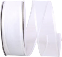 White 1-1 2 Inch Charlize Sheer Satin Wired Edge Ribbon for Wreaths & Bows