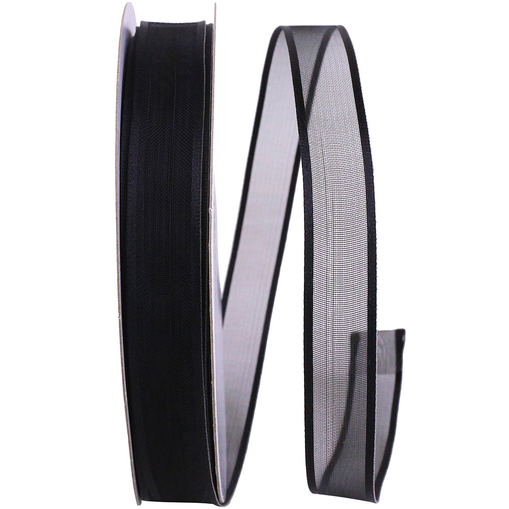 Black 5 8 Inch Charlize Sheer Satin Wired Edge Ribbon for Wreaths & Bows