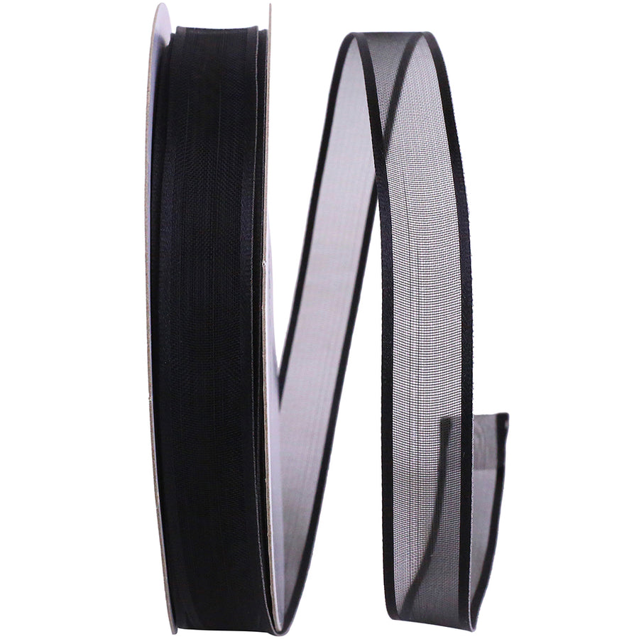 Black 5 8 Inch Charlize Sheer Satin Wired Edge Ribbon for Wreaths & Bows