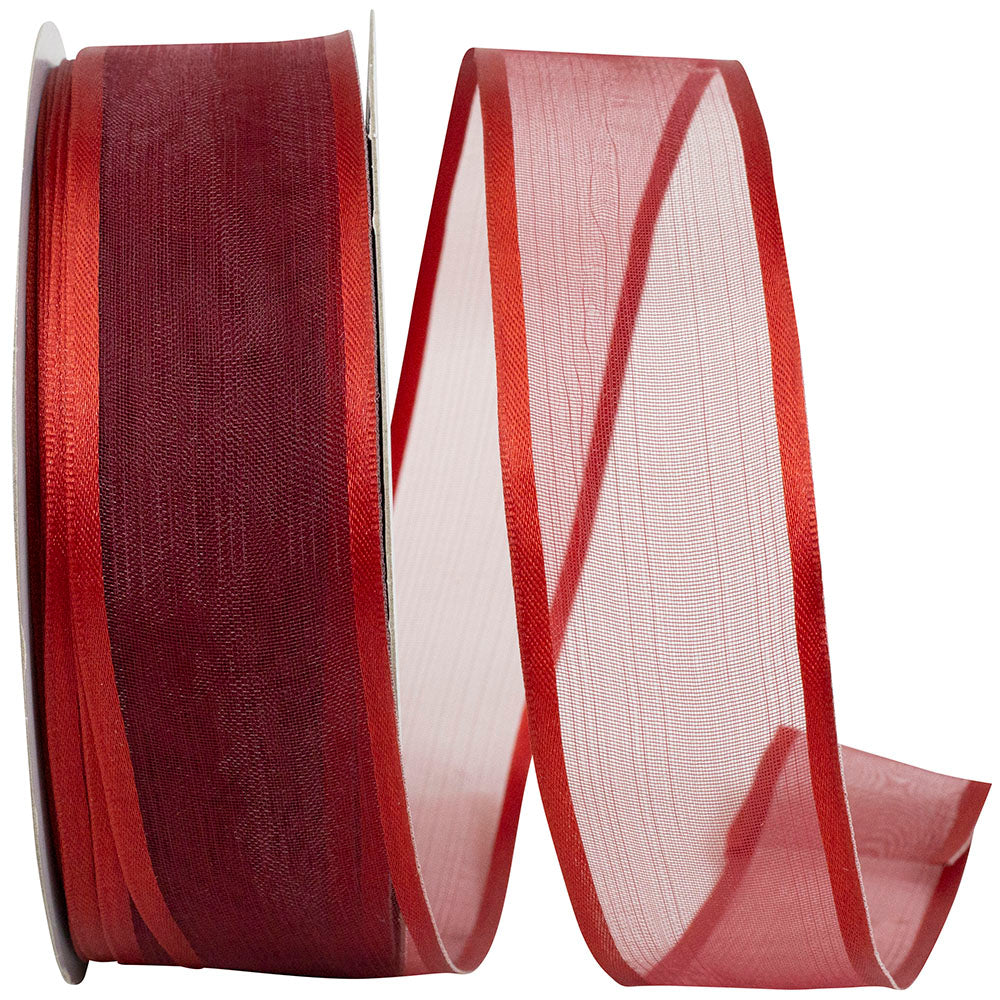 Rust 1-1 2 Inch Charlize Sheer Satin Wired Edge Ribbon for Wreaths & Bows