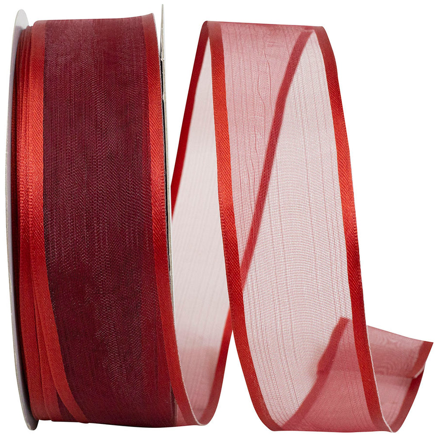 Rust 1-1 2 Inch Charlize Sheer Satin Wired Edge Ribbon for Wreaths & Bows