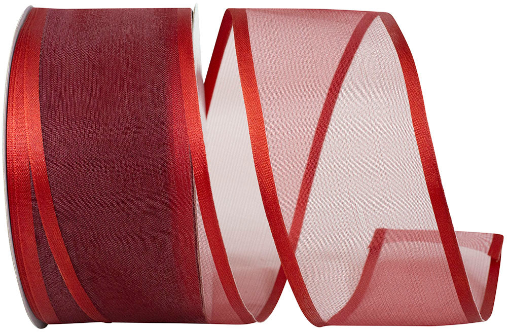Rust 2-1 2 Inch Charlize Sheer Satin Wired Edge Ribbon for Wreaths & Bows