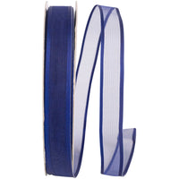 Navy 5 8 Inch Charlize Sheer Satin Wired Edge Ribbon for Wreaths & Bows