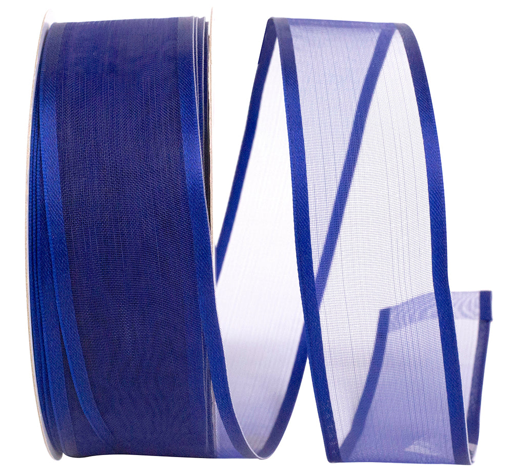 Navy 1-1 2 Inch Charlize Sheer Satin Wired Edge Ribbon for Wreaths & Bows