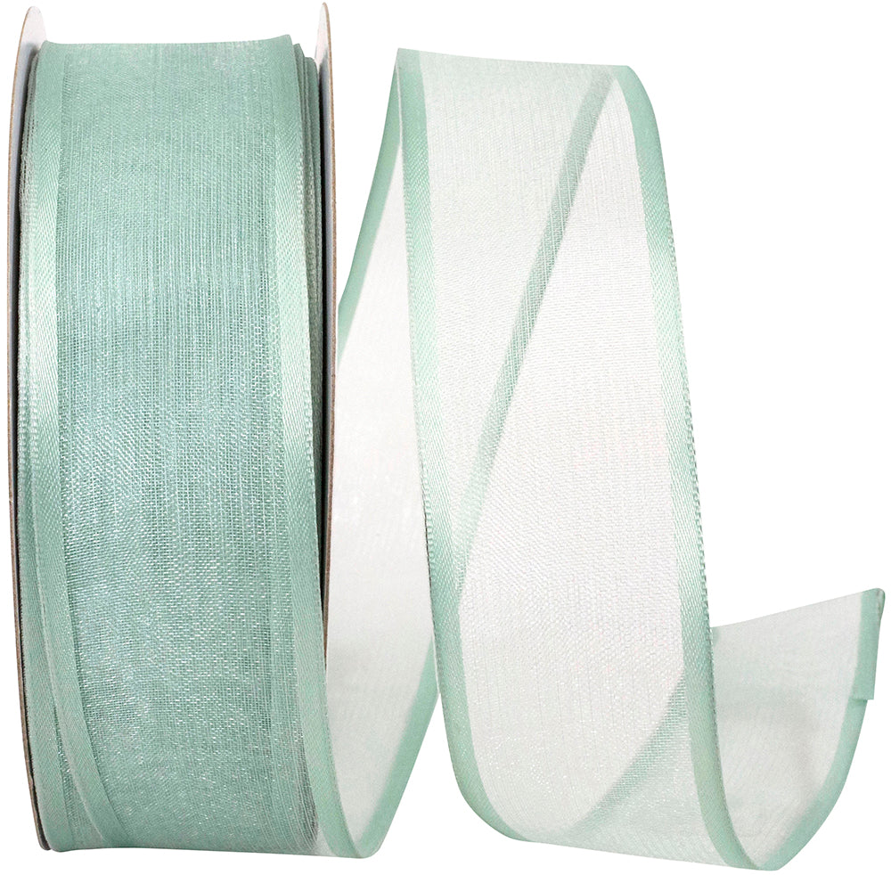 Mint 1-1 2 Inch Charlize Sheer Satin Wired Edge Ribbon for Wreaths & Bows