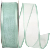 Mint 1-1 2 Inch Charlize Sheer Satin Wired Edge Ribbon for Wreaths & Bows