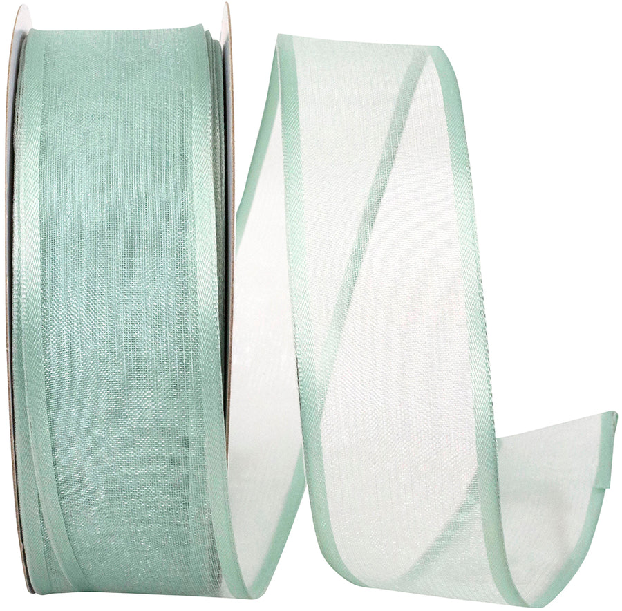 Mint 1-1 2 Inch Charlize Sheer Satin Wired Edge Ribbon for Wreaths & Bows
