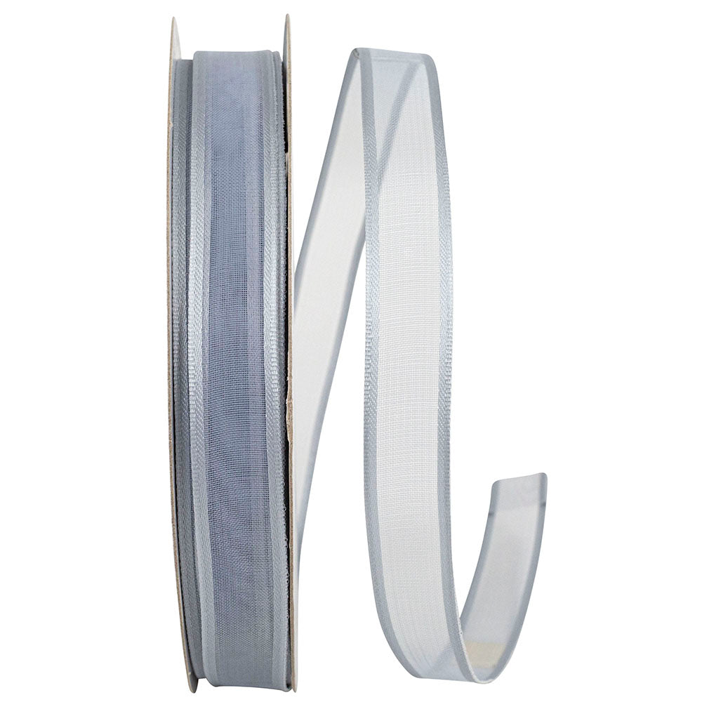 Silver 5 8 Inch Charlize Sheer Satin Wired Edge Ribbon for Wreaths & Bows