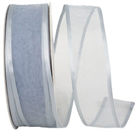 Silver 1-1 2 Inch Charlize Sheer Satin Wired Edge Ribbon for Wreaths & Bows