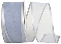 Silver 2-1 2 Inch Charlize Sheer Satin Wired Edge Ribbon for Wreaths & Bows