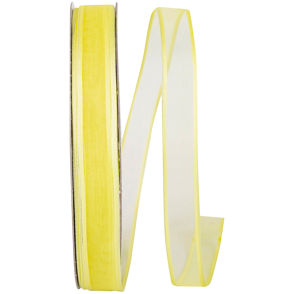 Yellow 5 8 Inch Charlize Sheer Satin Wired Edge Ribbon for Wreaths & Bows