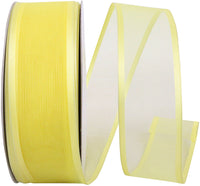 Yellow 1-1 2 Inch Charlize Sheer Satin Wired Edge Ribbon for Wreaths & Bows