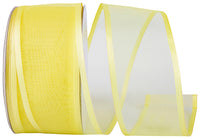 Yellow 2-1 2 Inch Charlize Sheer Satin Wired Edge Ribbon for Wreaths & Bows