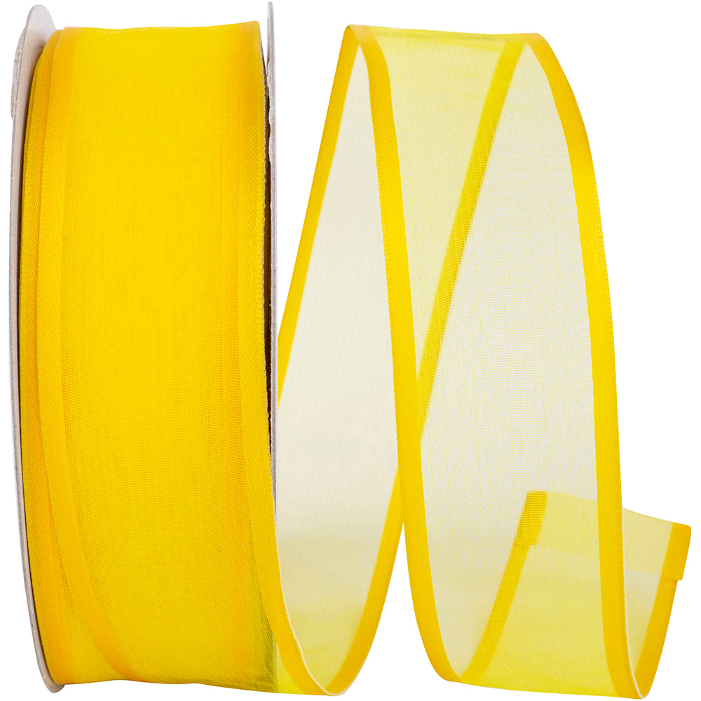 Sunshine 1-1 2 Inch Charlize Sheer Satin Wired Edge Ribbon for Wreaths & Bows
