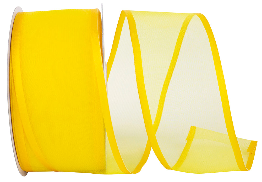 Sunshine 2-1 2 Inch Charlize Sheer Satin Wired Edge Ribbon for Wreaths & Bows