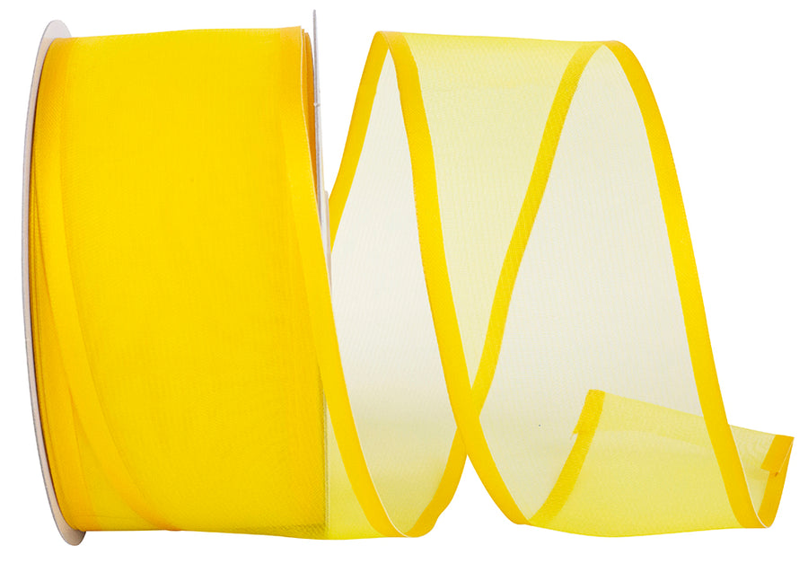 Sunshine 2-1 2 Inch Charlize Sheer Satin Wired Edge Ribbon for Wreaths & Bows