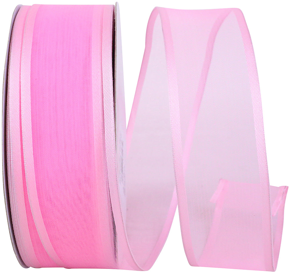 Light 1-1 2 Inch Charlize Sheer Satin Wired Edge Ribbon for Wreaths & Bows