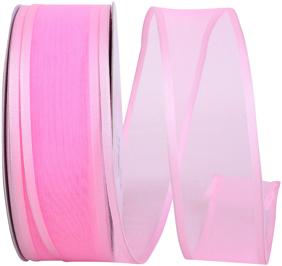 Light 1-1 2 Inch Charlize Sheer Satin Wired Edge Ribbon for Wreaths & Bows