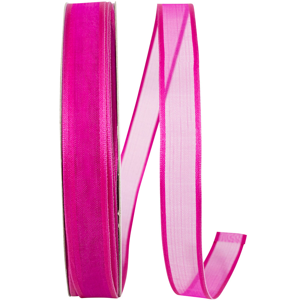 Fuchsia 5 8 Inch Charlize Sheer Satin Wired Edge Ribbon for Wreaths & Bows