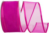 Fuchsia 2-1 2 Inch Charlize Sheer Satin Wired Edge Ribbon for Wreaths & Bows