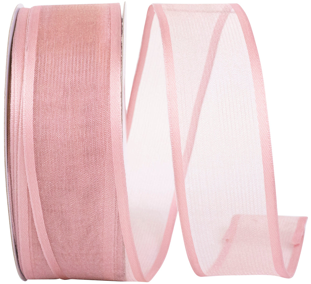 Rose 1-1 2 Inch Charlize Sheer Satin Wired Edge Ribbon for Wreaths & Bows