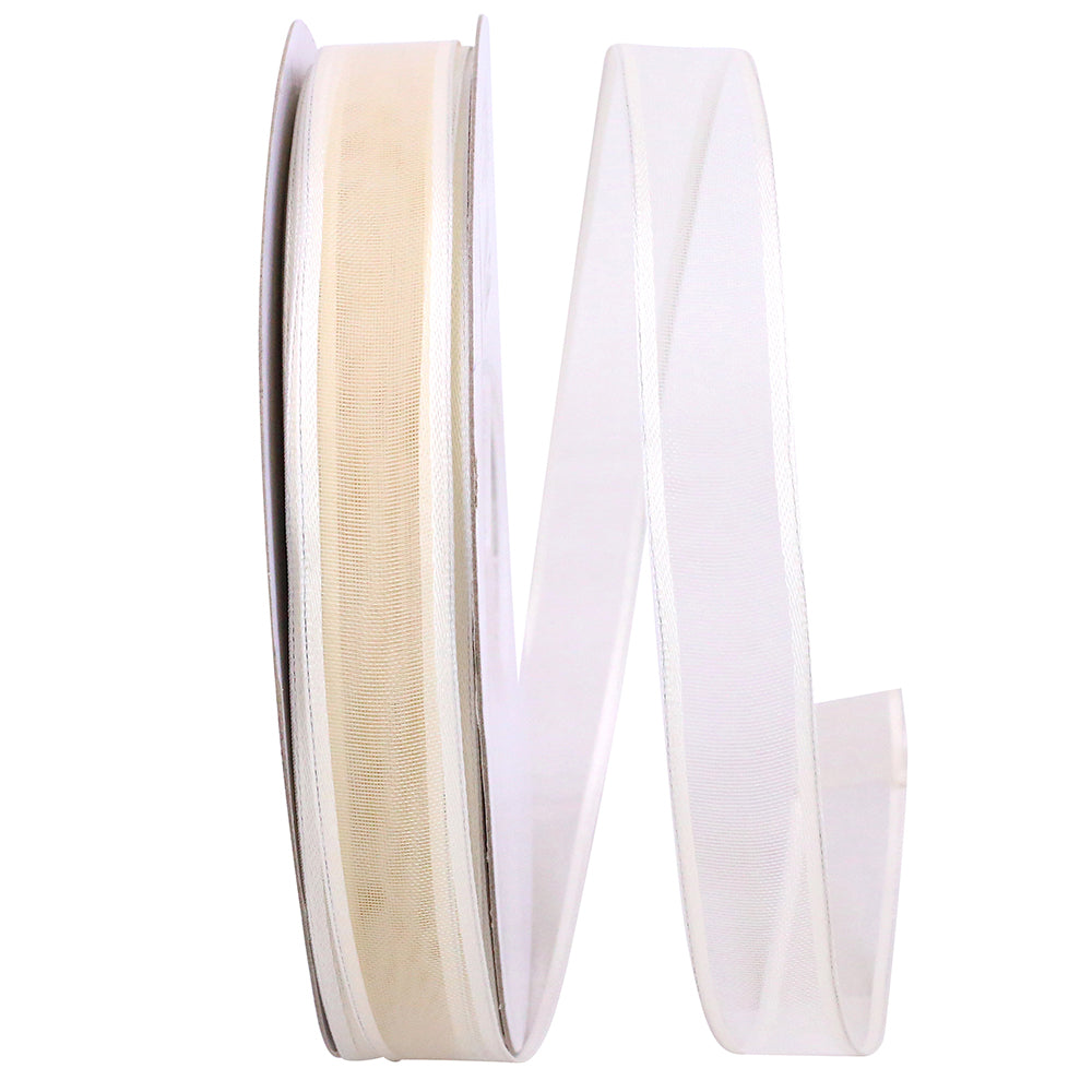 Ivory 5 8 Inch Charlize Sheer Satin Wired Edge Ribbon for Wreaths & Bows