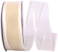Ivory 1-1 2 Inch Charlize Sheer Satin Wired Edge Ribbon for Wreaths & Bows