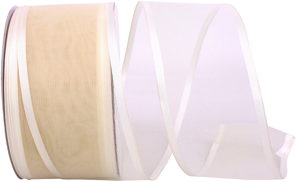 Ivory 2-1 2 Inch Charlize Sheer Satin Wired Edge Ribbon for Wreaths & Bows