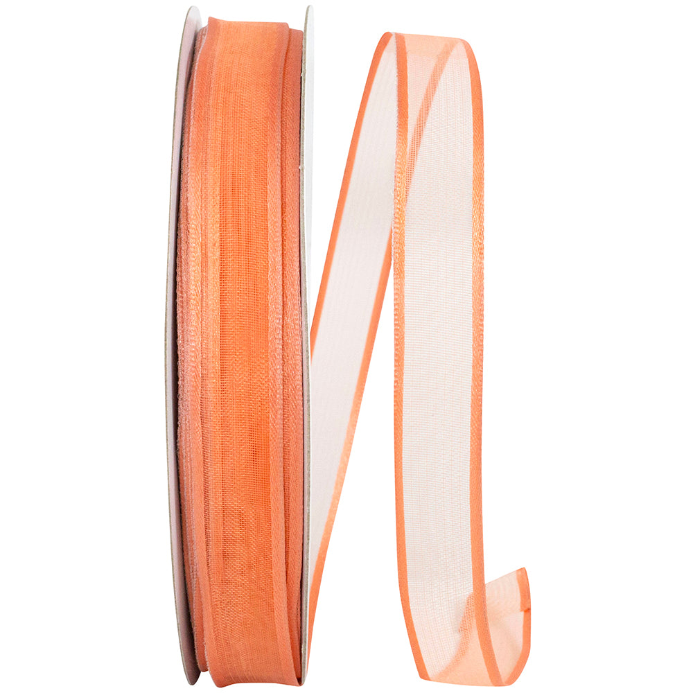 Coral 5 8 Inch Charlize Sheer Satin Wired Edge Ribbon for Wreaths & Bows