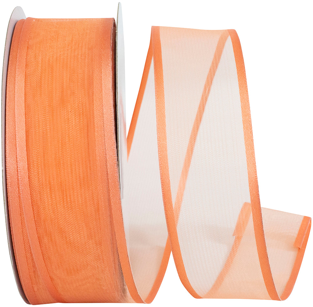 Coral 1-1 2 Inch Charlize Sheer Satin Wired Edge Ribbon for Wreaths & Bows
