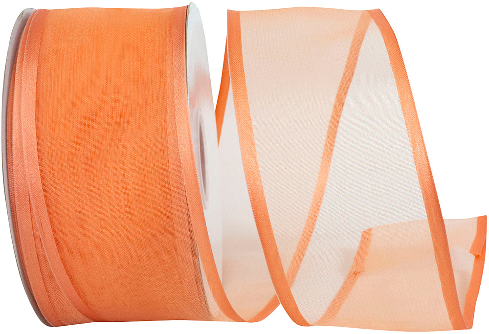 Coral 2-1 2 Inch Charlize Sheer Satin Wired Edge Ribbon for Wreaths & Bows